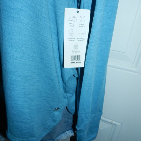 Jones New York thumbhole long sleeved wicked light weight sweater Baby Blue NWT - Picture 7 of 11